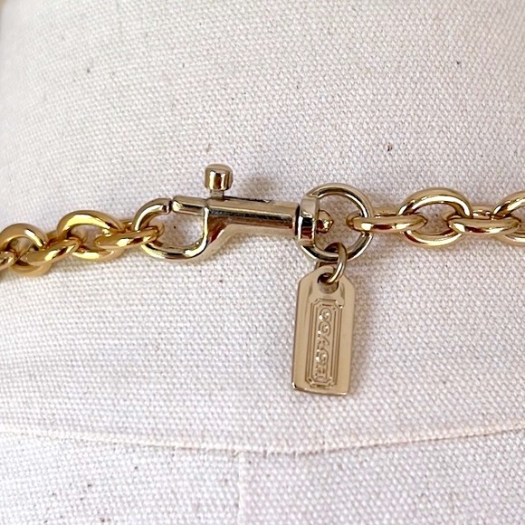 NWOT Coach Tri-Color Pave Coral Multi Disk Statement Necklace - Picture 14 of 14